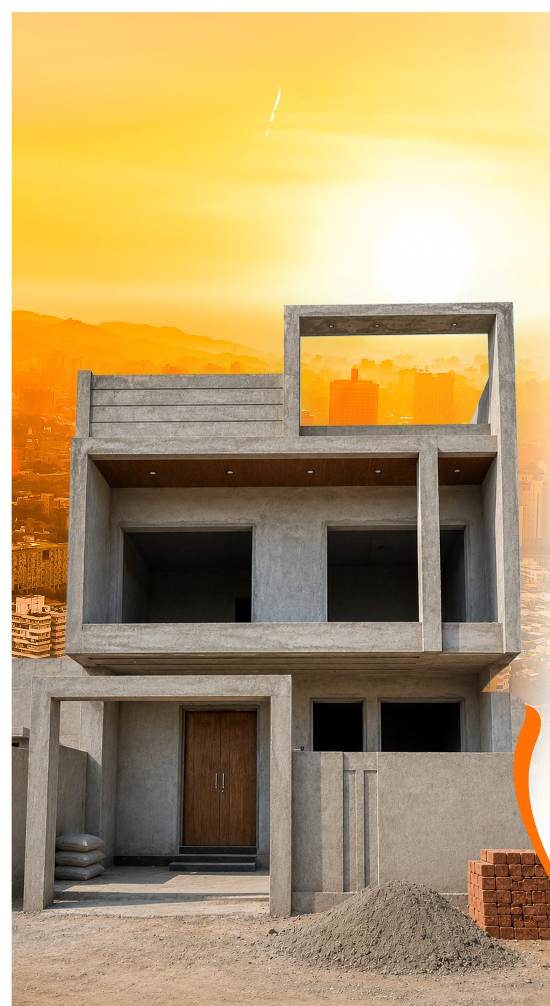 Construction under a golden sky